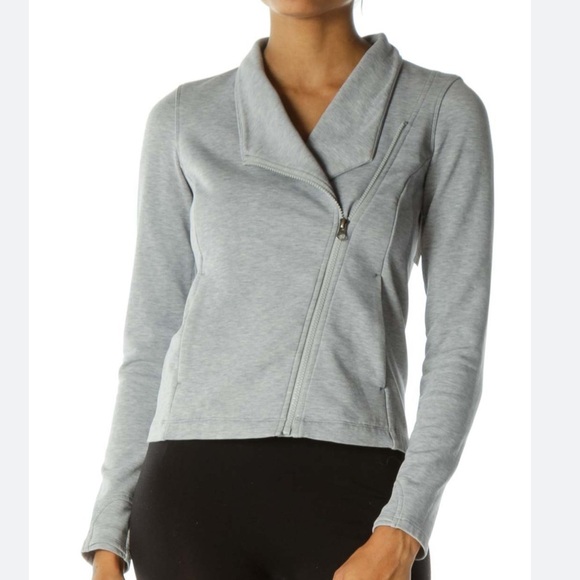Banana Republic Zip Up Sweatshirt Moto Jacket in Charcoal Grey Size XS - Picture 15 of 16
